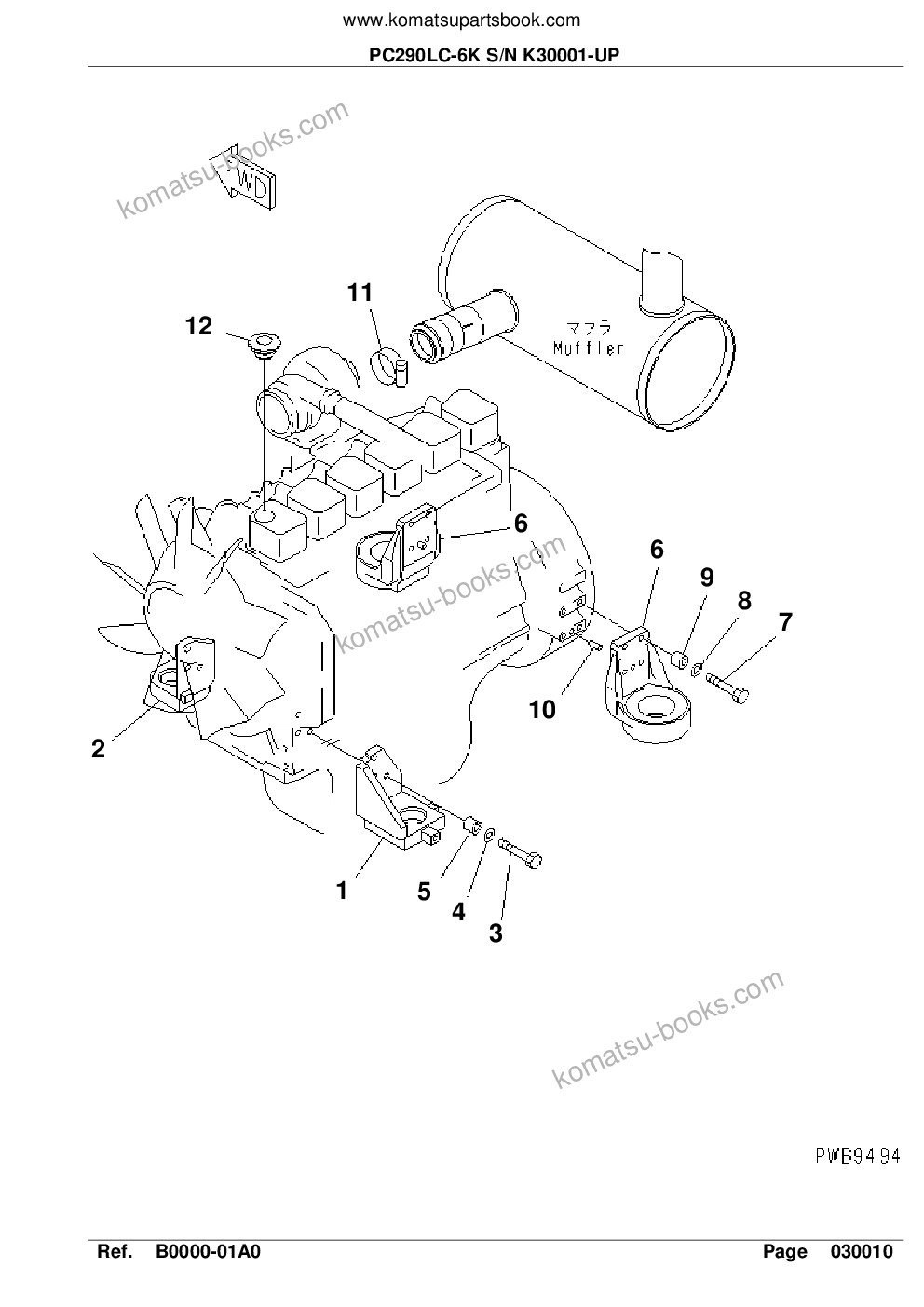 Komatsu pc290lc-6k s/n k30001-up Parts catalog cover Page 3 Komatsu pc290lc-6k s/n k30001-up Parts catalog cover Page 3