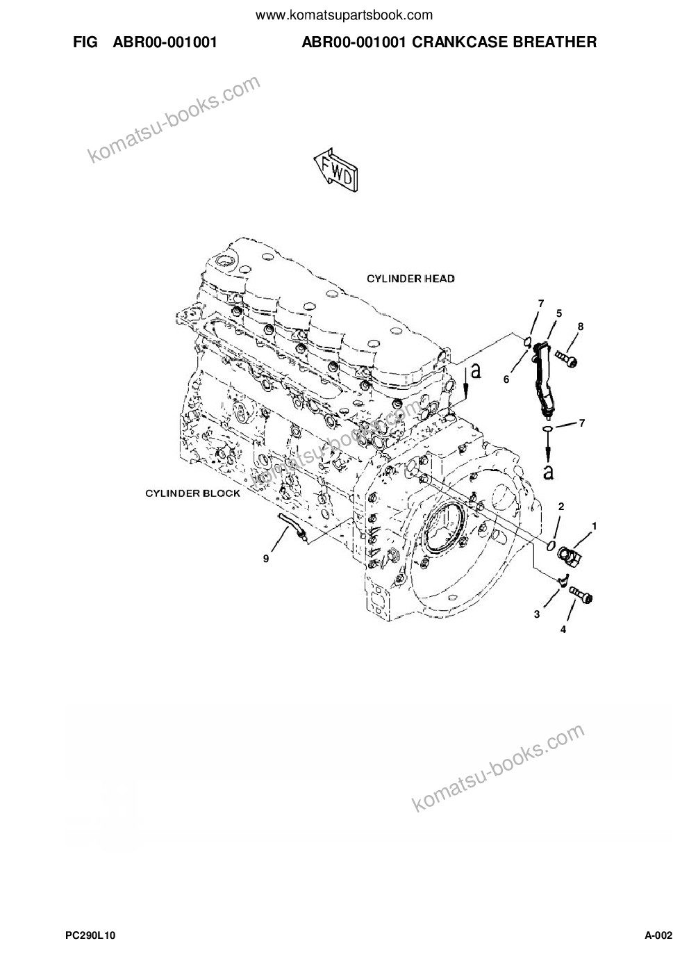 Komatsu pc290lc-10 s/n a25001-up Parts catalog cover Page 4 Komatsu pc290lc-10 s/n a25001-up Parts catalog cover Page 4