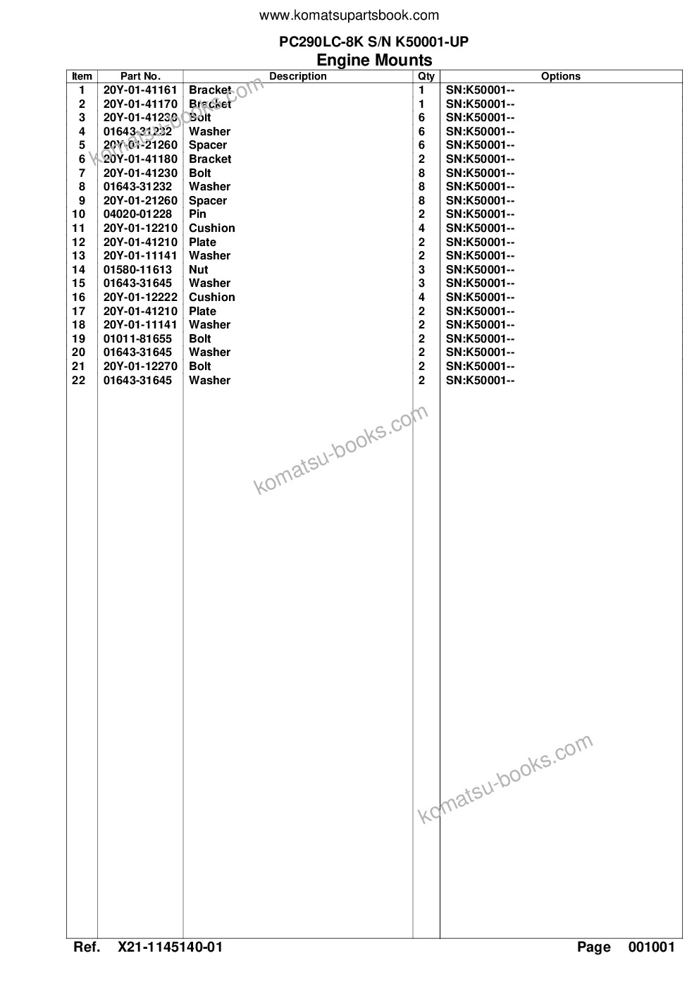 Komatsu pc290lc-8k s/n k50001-up Parts catalog cover Page 4 Komatsu pc290lc-8k s/n k50001-up Parts catalog cover Page 4