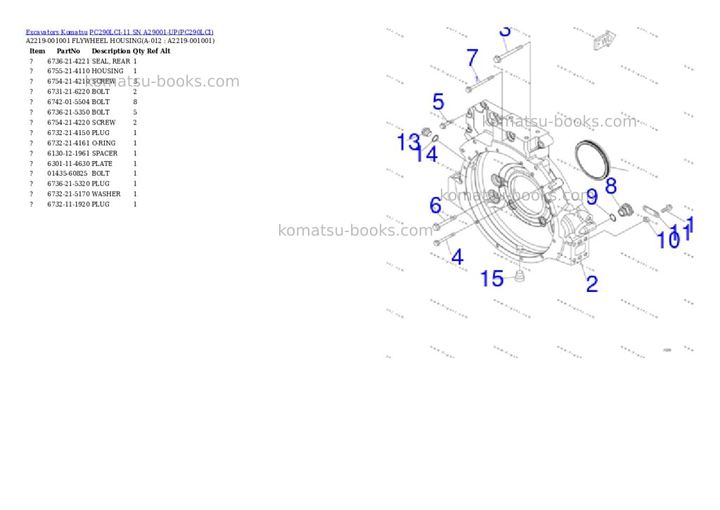 Komatsu pc290lci-11 sn a29001-up Parts catalog cover Page 5 Komatsu pc290lci-11 sn a29001-up Parts catalog cover Page 5