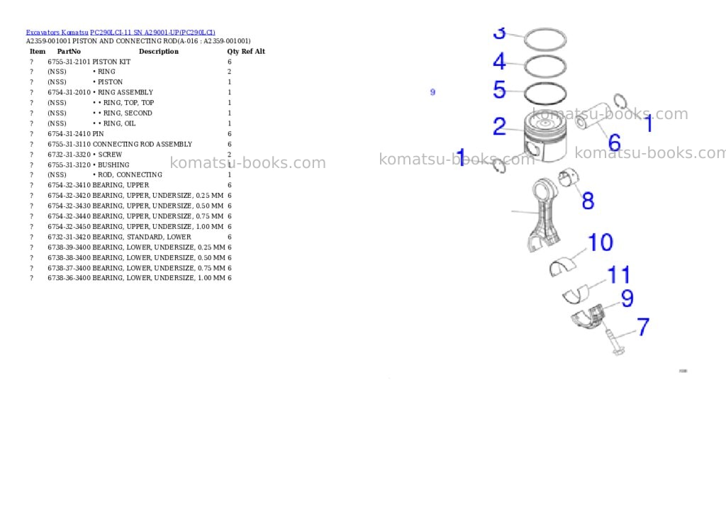 Komatsu pc290lci-11 sn a29001-up Parts catalog cover Page 7 Komatsu pc290lci-11 sn a29001-up Parts catalog cover Page 7