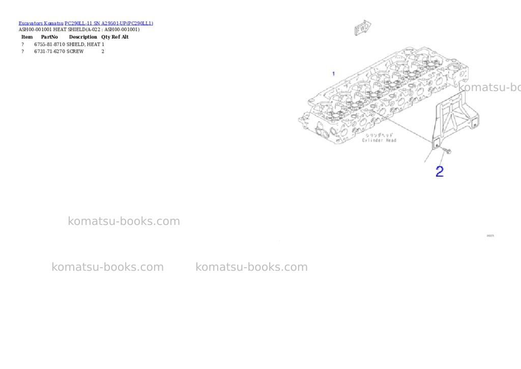 Komatsu pc290ll-11 sn a29501-up Parts catalog cover Page 10