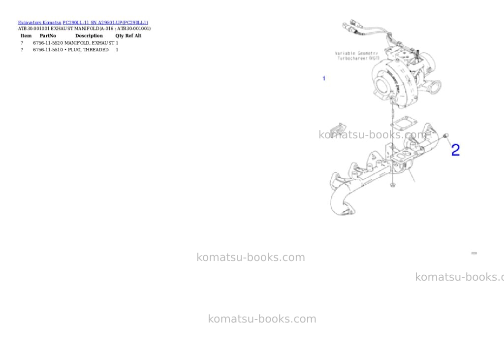 Komatsu pc290ll-11 sn a29501-up Parts catalog cover Page 7