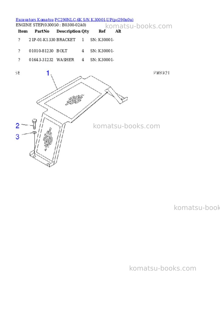 Komatsu pc290nlc-6k s/n k30001-up Parts catalog cover Page 4