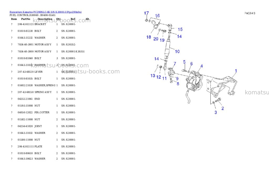 Komatsu pc290nlc-6k s/n k30001-up Parts catalog cover Page 5