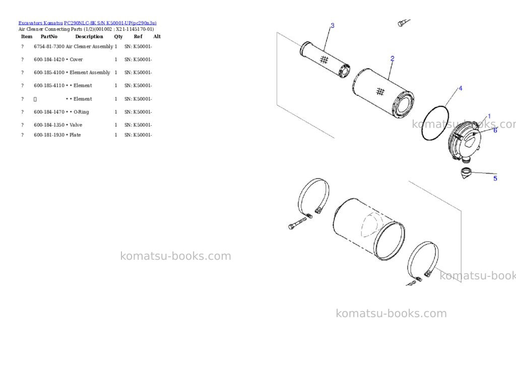 Komatsu pc290nlc-8k s/n k50001-up Parts catalog cover Komatsu pc290nlc-8k s/n k50001-up Parts catalog cover