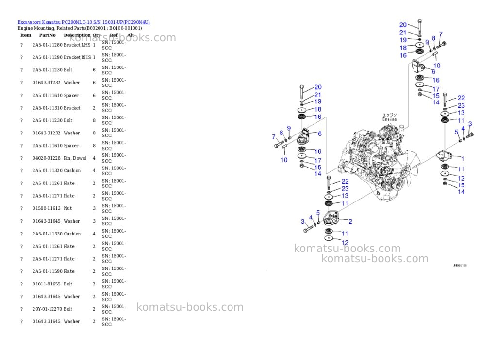Komatsu pc290nlc-10 s/n 15001-up Parts catalog cover Page 2