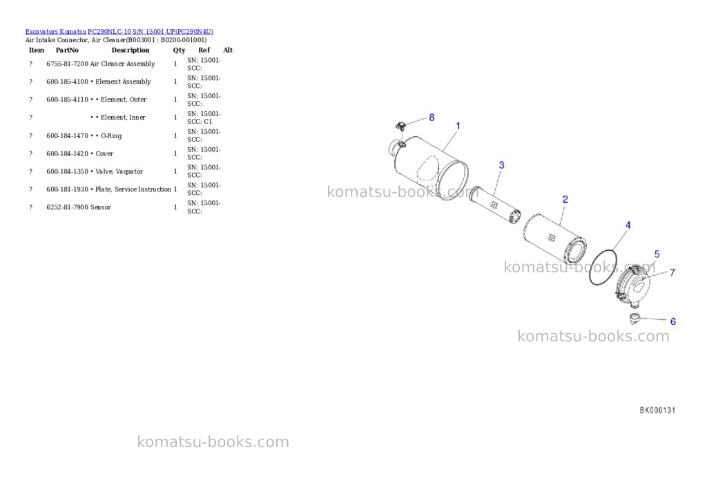 Komatsu pc290nlc-10 s/n 15001-up Parts catalog cover Page 4