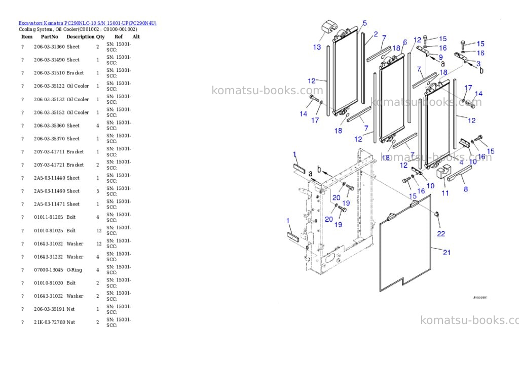 Komatsu pc290nlc-10 s/n 15001-up Parts catalog cover Page 8