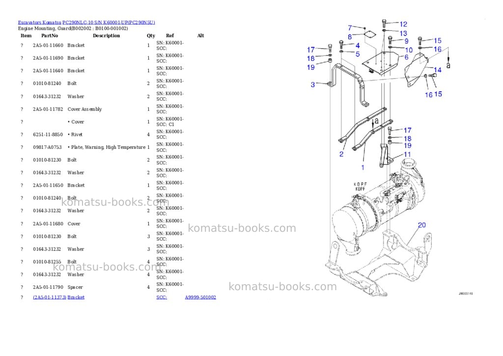 Komatsu pc290nlc-10 s/n k60001-up Parts catalog cover Page 3 Komatsu pc290nlc-10 s/n k60001-up Parts catalog cover Page 3