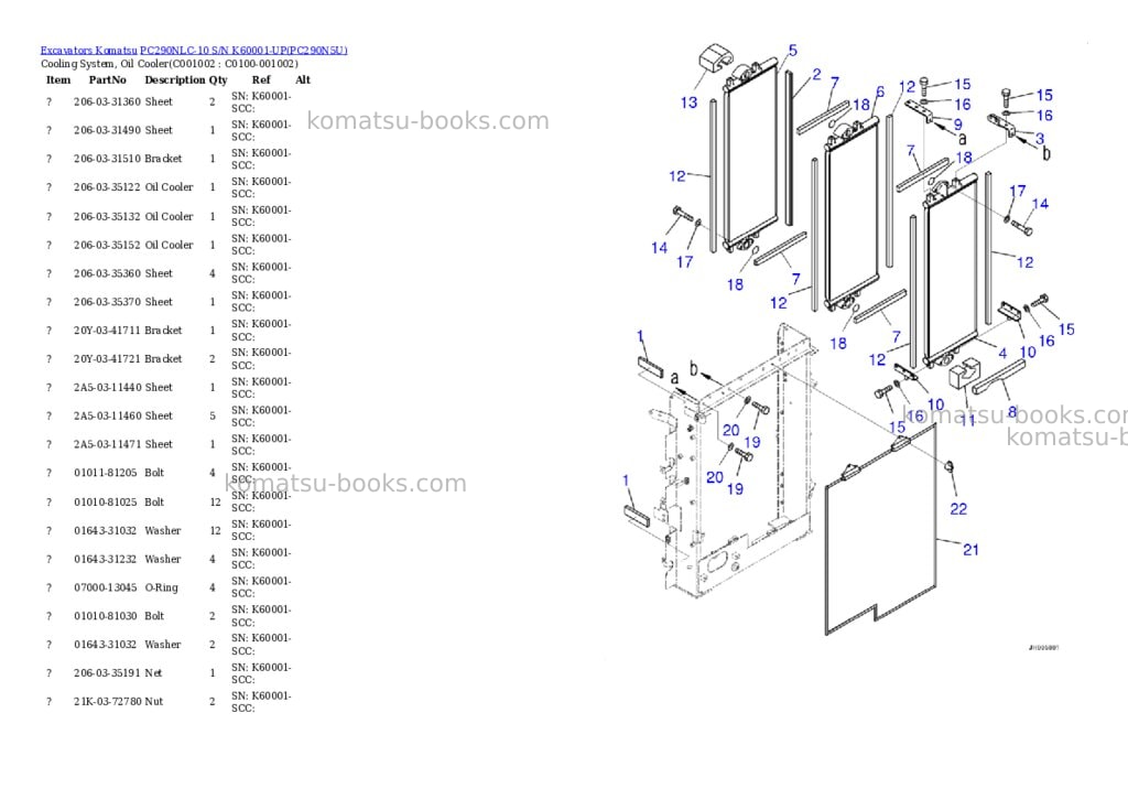 Komatsu pc290nlc-10 s/n k60001-up Parts catalog cover Page 9 Komatsu pc290nlc-10 s/n k60001-up Parts catalog cover Page 9