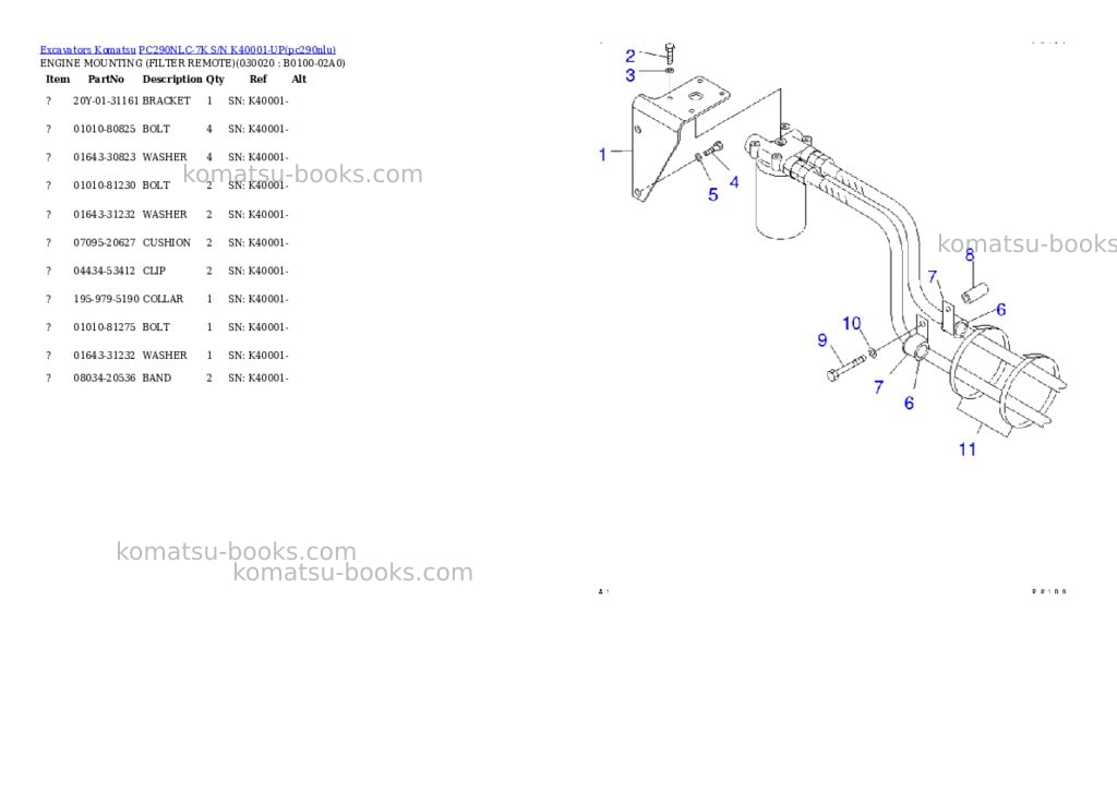 Komatsu pc290nlc-7k s/n k40001-up Parts catalog cover Page 3 Komatsu pc290nlc-7k s/n k40001-up Parts catalog cover Page 3