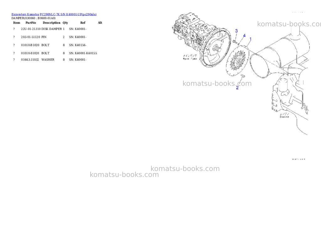 Komatsu pc290nlc-7k s/n k40001-up Parts catalog cover Page 8 Komatsu pc290nlc-7k s/n k40001-up Parts catalog cover Page 8