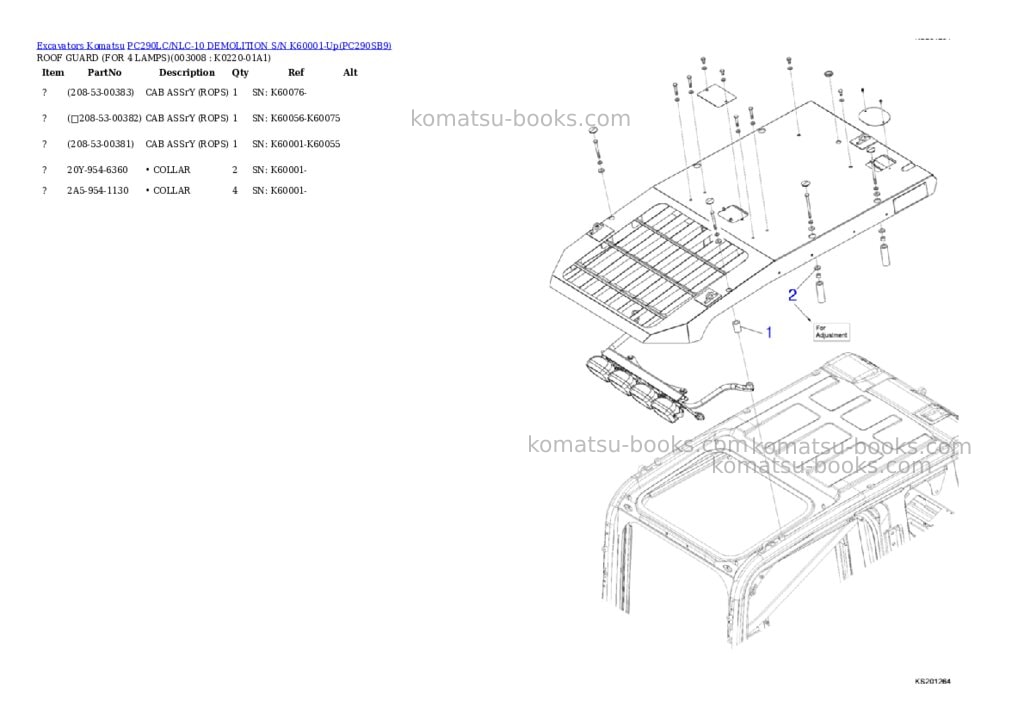 Komatsu pc290lc/nlc-10 demolition s/n k60001-up Parts catalog cover Page 10 Komatsu pc290lc/nlc-10 demolition s/n k60001-up Parts catalog cover Page 10