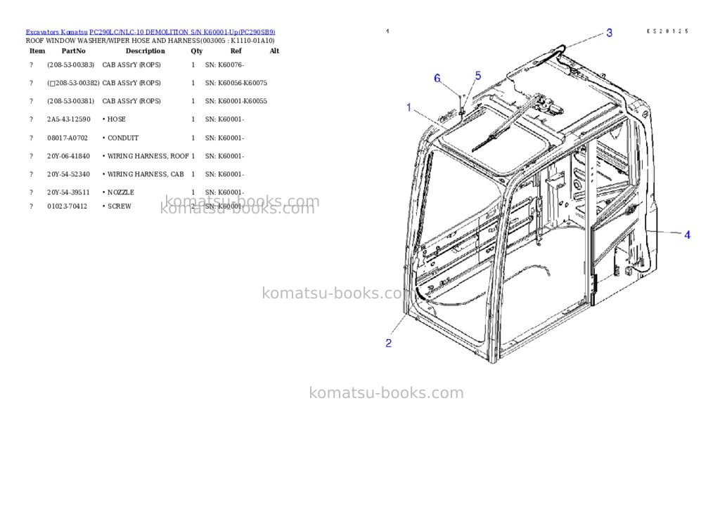 Komatsu pc290lc/nlc-10 demolition s/n k60001-up Parts catalog cover Page 7 Komatsu pc290lc/nlc-10 demolition s/n k60001-up Parts catalog cover Page 7