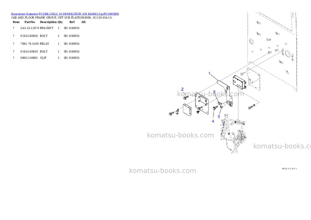 Komatsu pc290lc/nlc-10 demolition s/n k60001-up Parts catalog cover Page 8 Komatsu pc290lc/nlc-10 demolition s/n k60001-up Parts catalog cover Page 8