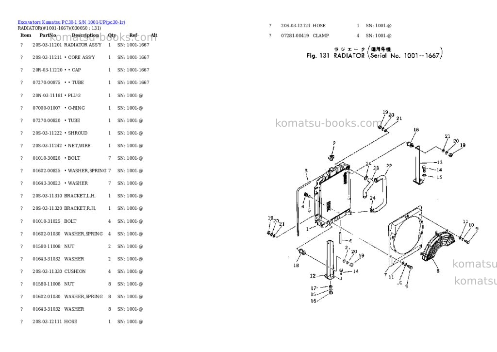 Komatsu PC30-1 S/N 1001-UP Parts catalog cover Page 4 Komatsu PC30-1 S/N 1001-UP Parts catalog cover Page 4