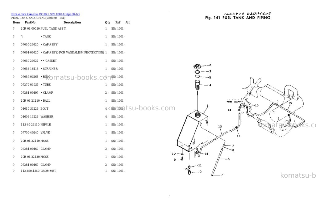 Komatsu PC30-1 S/N 1001-UP Parts catalog cover Page 6 Komatsu PC30-1 S/N 1001-UP Parts catalog cover Page 6