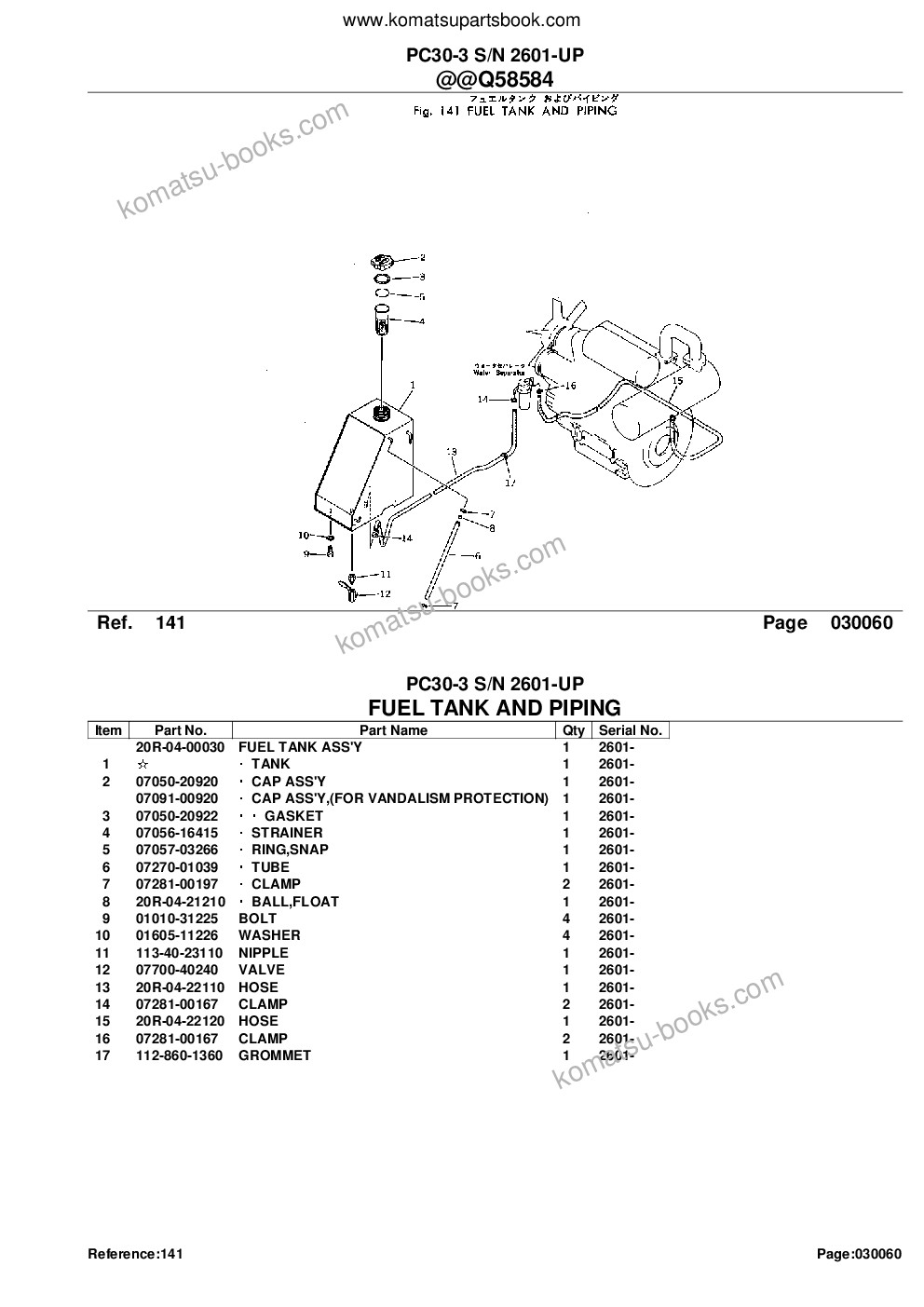 Komatsu PC30-3 S/N 2601-UP Parts catalog cover Page 10 Komatsu PC30-3 S/N 2601-UP Parts catalog cover Page 10