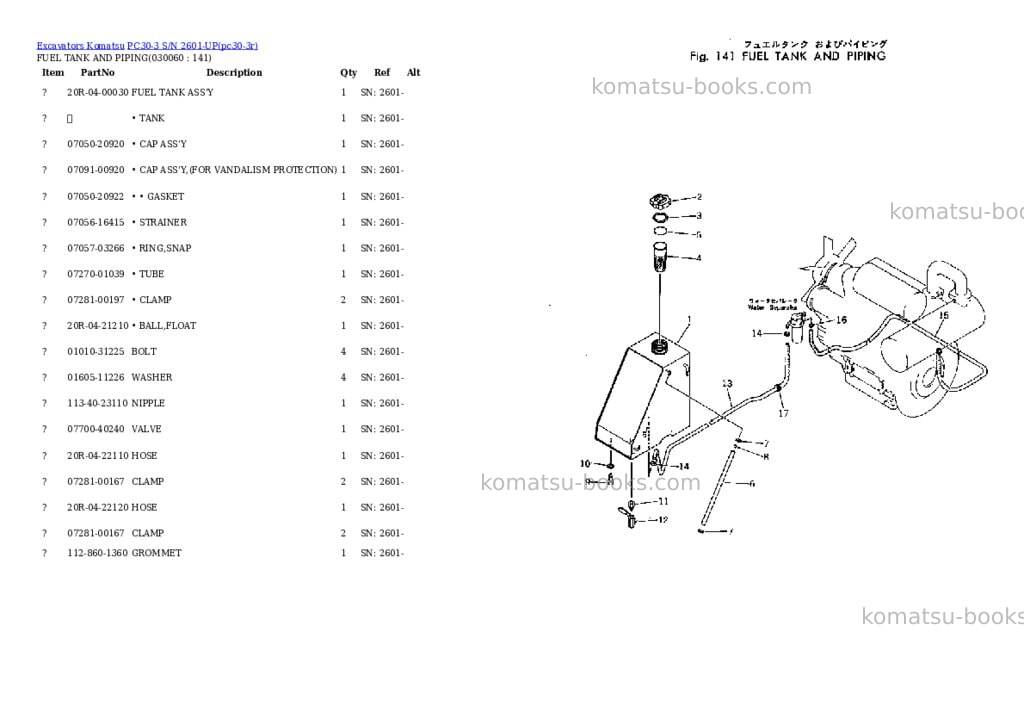 Komatsu PC30-3 S/N 2601-UP Parts catalog cover Page 5 Komatsu PC30-3 S/N 2601-UP Parts catalog cover Page 5