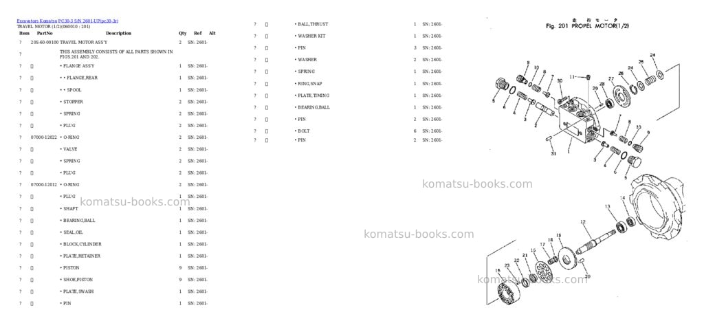 Komatsu PC30-3 S/N 2601-UP Parts catalog cover Page 9 Komatsu PC30-3 S/N 2601-UP Parts catalog cover Page 9