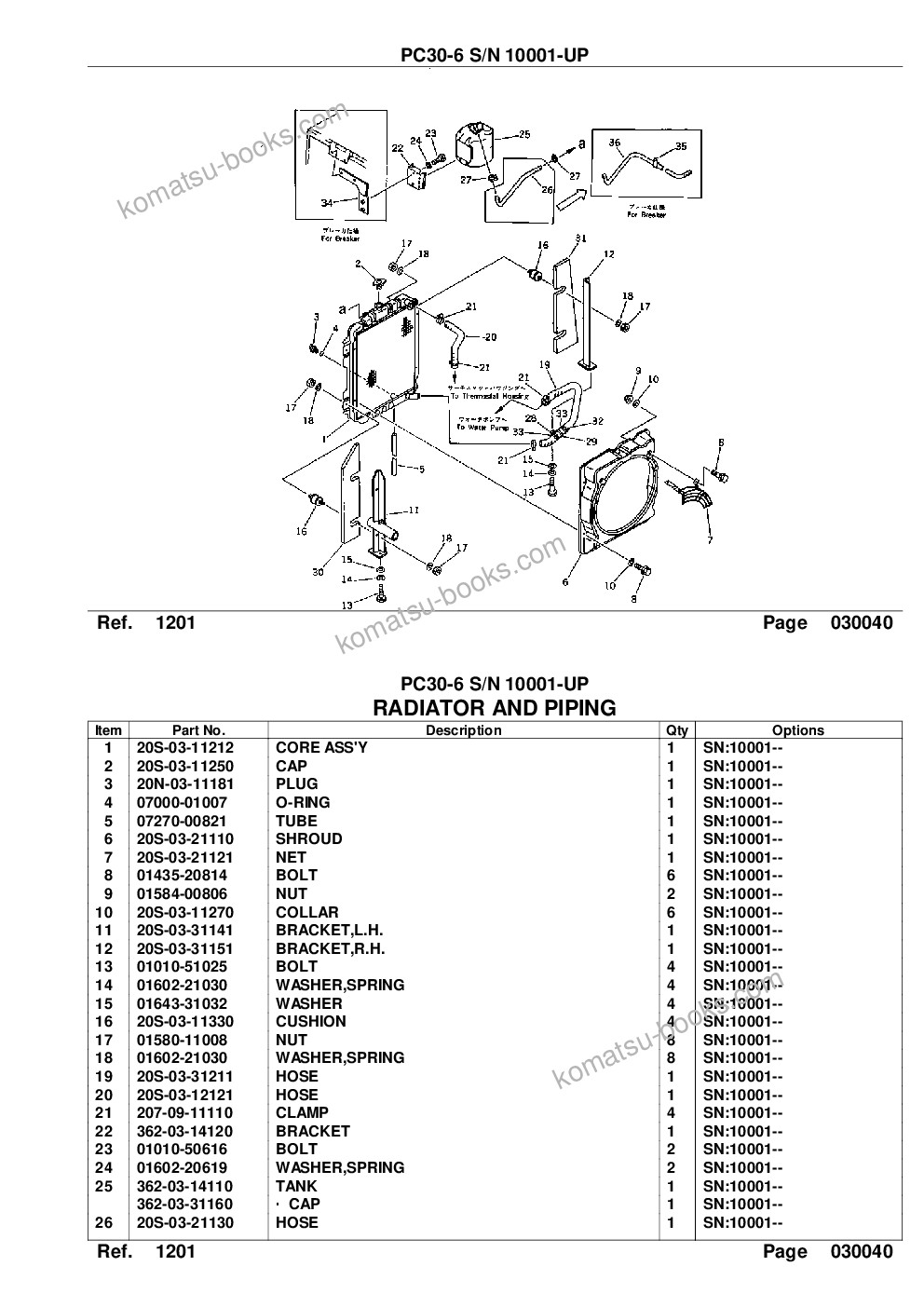 Komatsu PC30-6 S/N 10001-UP Parts catalog cover Page 6 Komatsu PC30-6 S/N 10001-UP Parts catalog cover Page 6