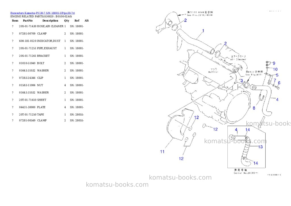 Komatsu pc30-7 s/n 18001-up Parts catalog cover Komatsu pc30-7 s/n 18001-up Parts catalog cover