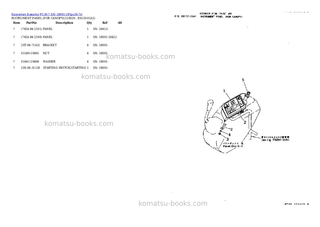 Komatsu pc30-7 s/n 18001-up Parts catalog cover Page 10 Komatsu pc30-7 s/n 18001-up Parts catalog cover Page 10