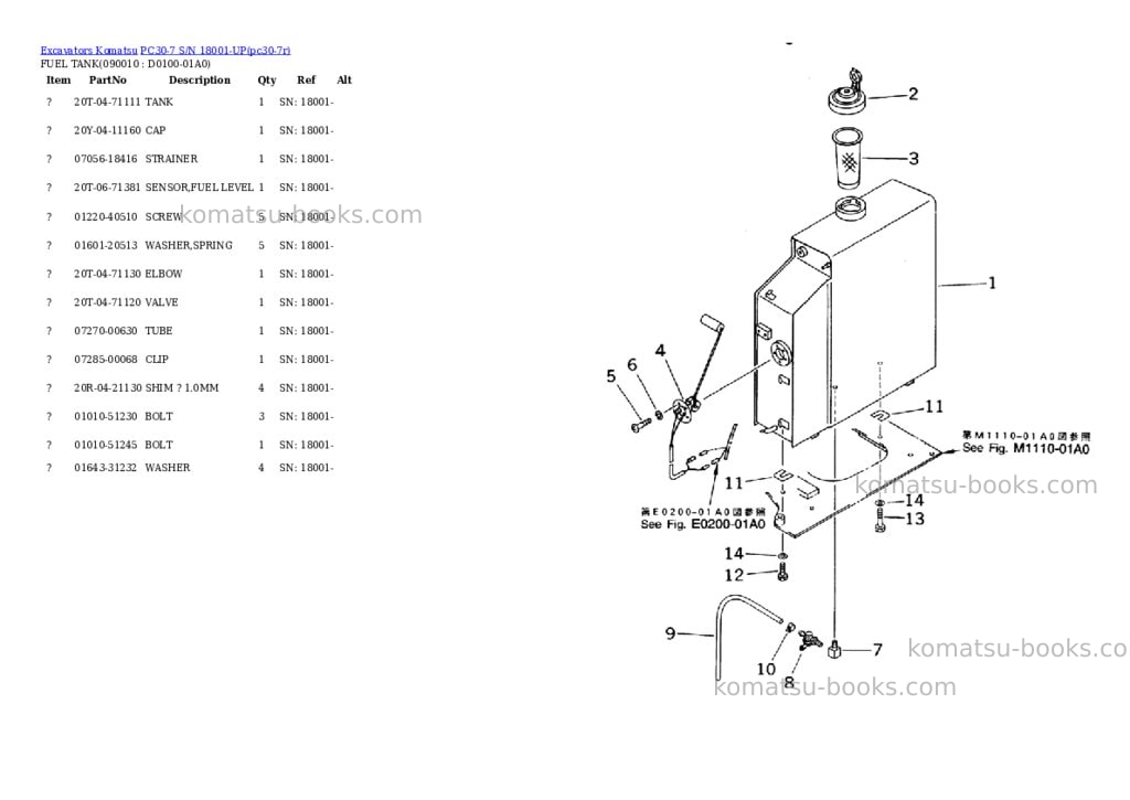 Komatsu pc30-7 s/n 18001-up Parts catalog cover Page 6 Komatsu pc30-7 s/n 18001-up Parts catalog cover Page 6