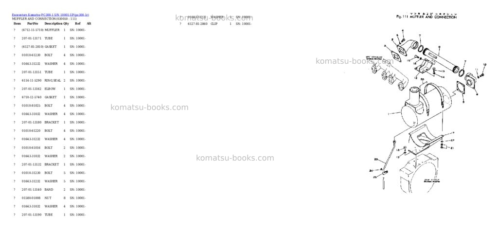 Komatsu pc300-1 s/n 10001-up Parts catalog cover Page 4 Komatsu pc300-1 s/n 10001-up Parts catalog cover Page 4