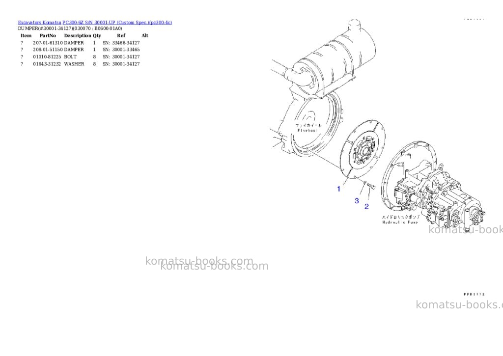 Komatsu PC300-6Z S/N 30001-UP (Custom Spec.) Parts catalog cover Page 6 Komatsu PC300-6Z S/N 30001-UP (Custom Spec.) Parts catalog cover Page 6