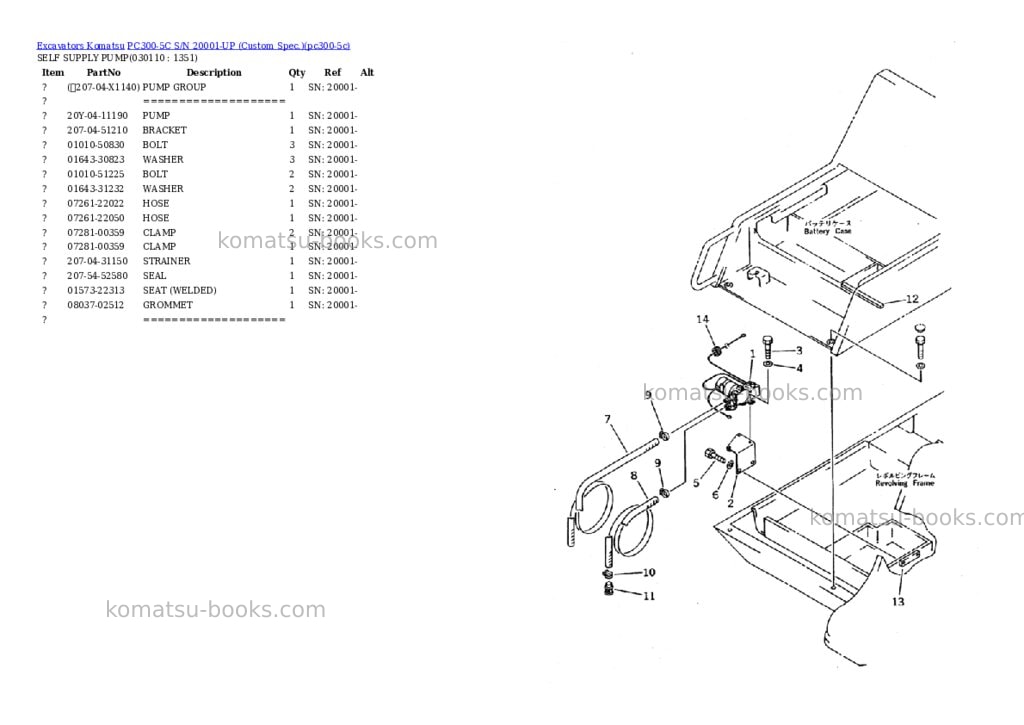 Komatsu pc300-5c s/n 20001-up custom spec. Parts catalog cover Page 10 Komatsu pc300-5c s/n 20001-up custom spec. Parts catalog cover Page 10