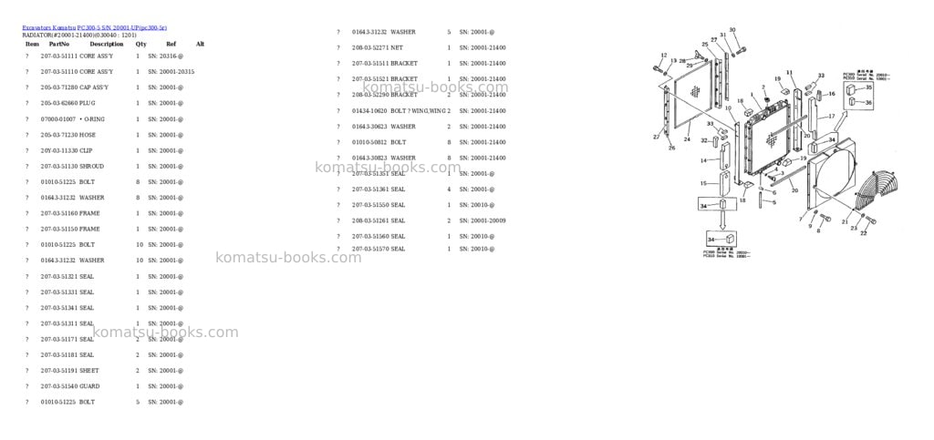 Komatsu pc300-5 s/n 20001-up Parts catalog cover Page 3 Komatsu pc300-5 s/n 20001-up Parts catalog cover Page 3