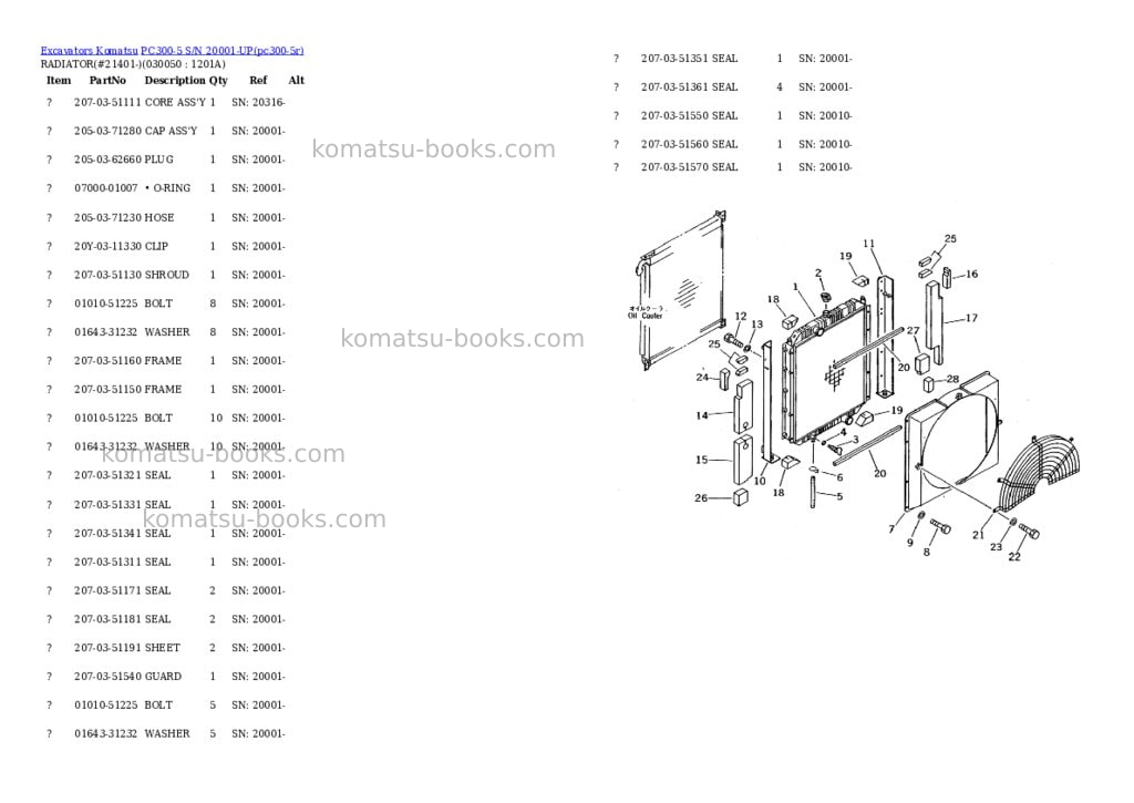 Komatsu pc300-5 s/n 20001-up Parts catalog cover Page 4 Komatsu pc300-5 s/n 20001-up Parts catalog cover Page 4