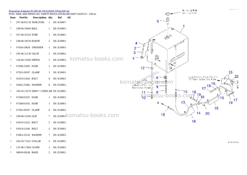 Komatsu PC300-5K S/N K20001-UP Parts catalog cover Page 10 Komatsu PC300-5K S/N K20001-UP Parts catalog cover Page 10