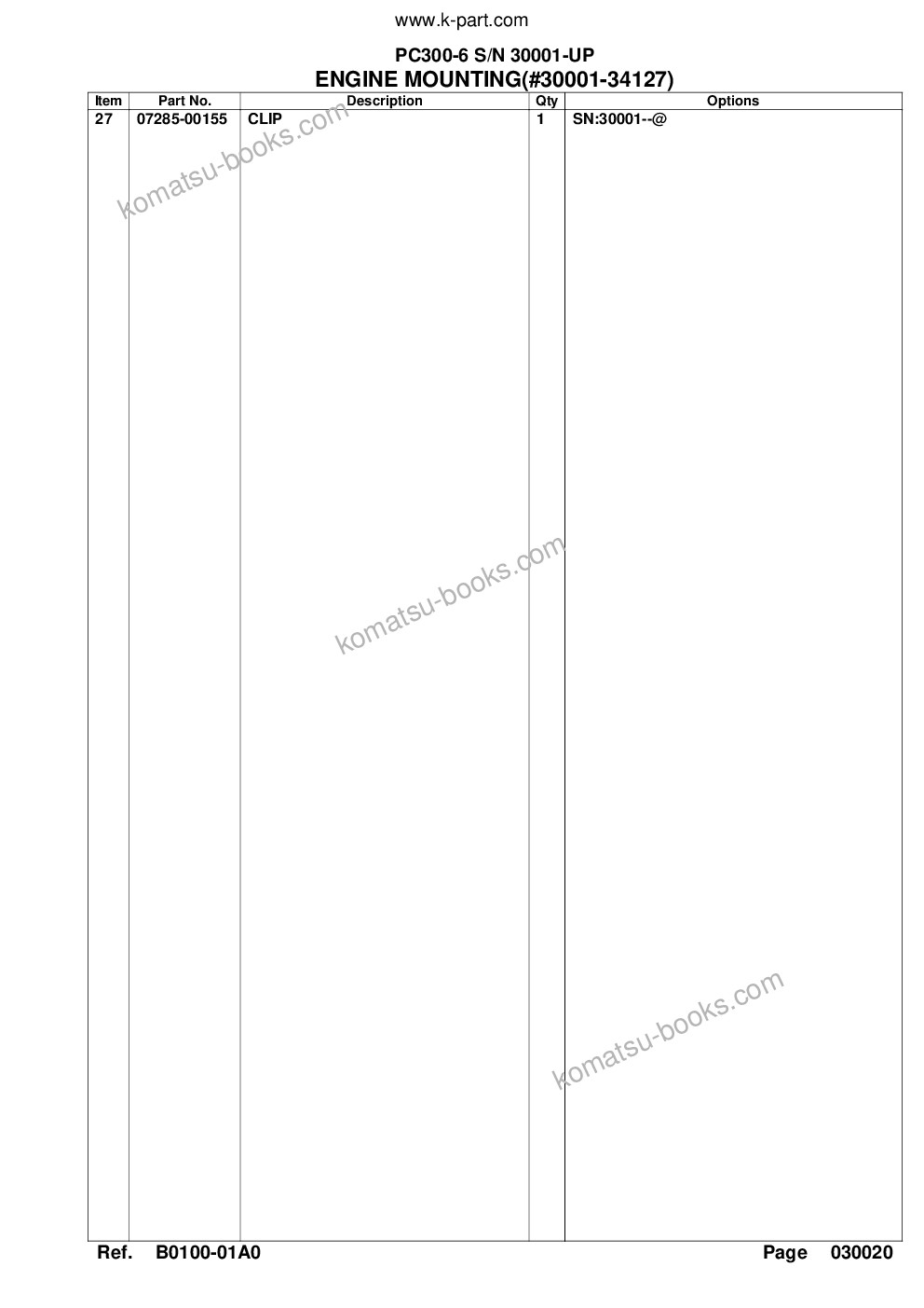 Komatsu PC300-6 S/N 30001-UP Parts catalog cover Page 5 Komatsu PC300-6 S/N 30001-UP Parts catalog cover Page 5