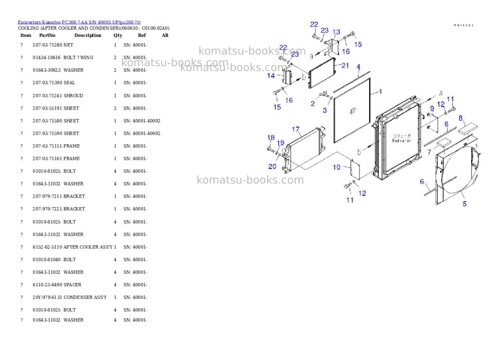 Komatsu PC300-7-AA S/N 40001-UP Parts catalog cover Page 6