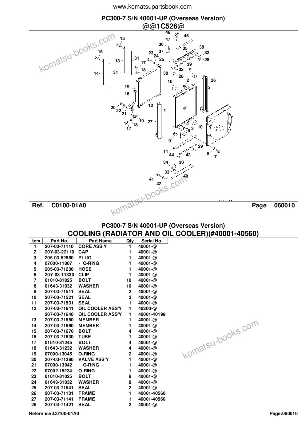 Komatsu pc300-7 s/n 40001-up overseas version 配件目录 封面 页 10