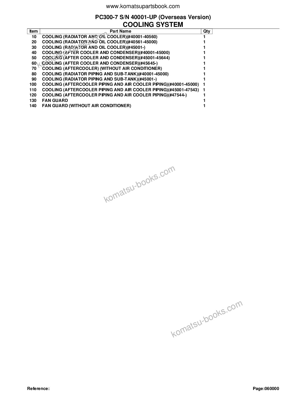 Komatsu pc300-7 s/n 40001-up overseas version 配件目录 封面 页 9