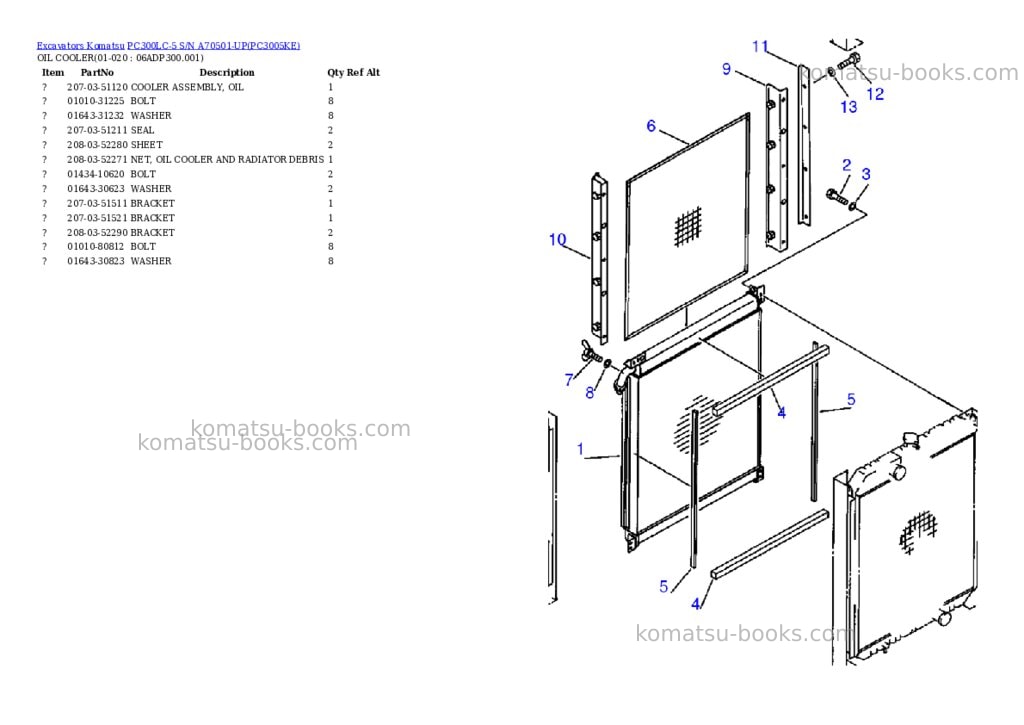 Komatsu pc300lc-5 s/n a70501-up Parts catalog cover Page 10