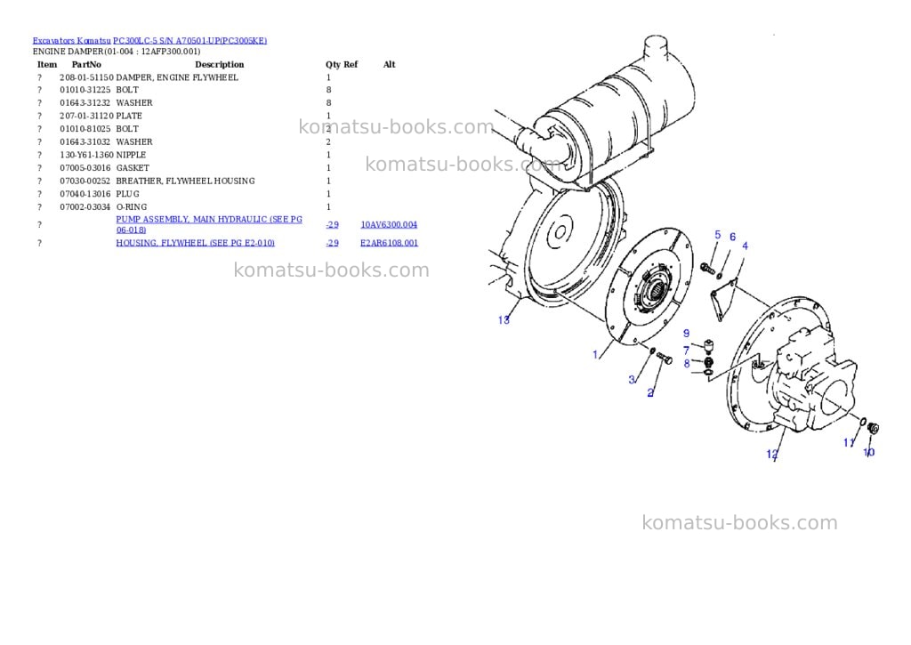 Komatsu pc300lc-5 s/n a70501-up Parts catalog cover Page 2