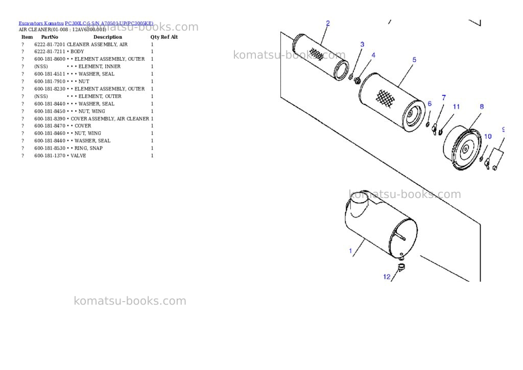 Komatsu pc300lc-5 s/n a70501-up Parts catalog cover Page 4