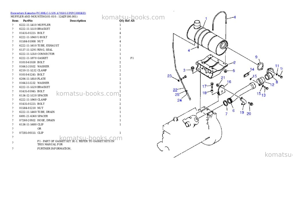 Komatsu pc300lc-5 s/n a70501-up Parts catalog cover Page 5