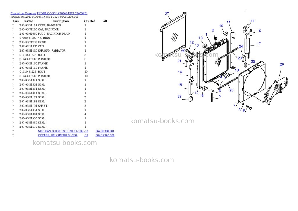 Komatsu pc300lc-5 s/n a70501-up Parts catalog cover Page 6