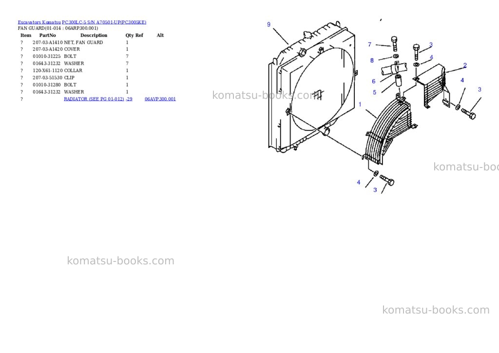 Komatsu pc300lc-5 s/n a70501-up Parts catalog cover Page 7