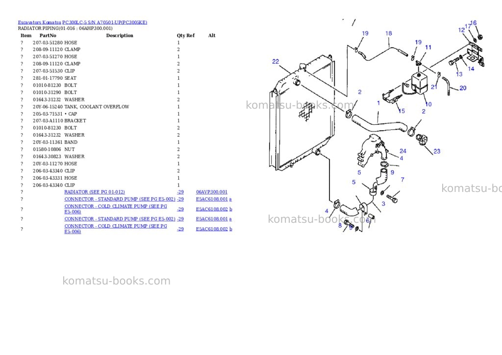 Komatsu pc300lc-5 s/n a70501-up Parts catalog cover Page 8