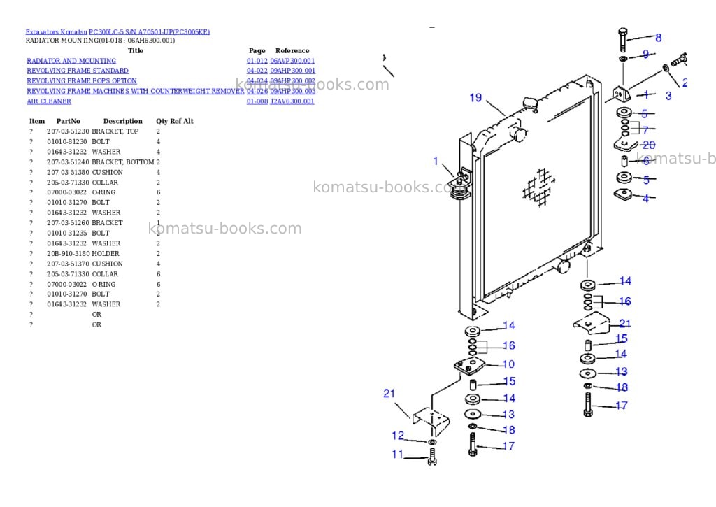 Komatsu pc300lc-5 s/n a70501-up Parts catalog cover Page 9
