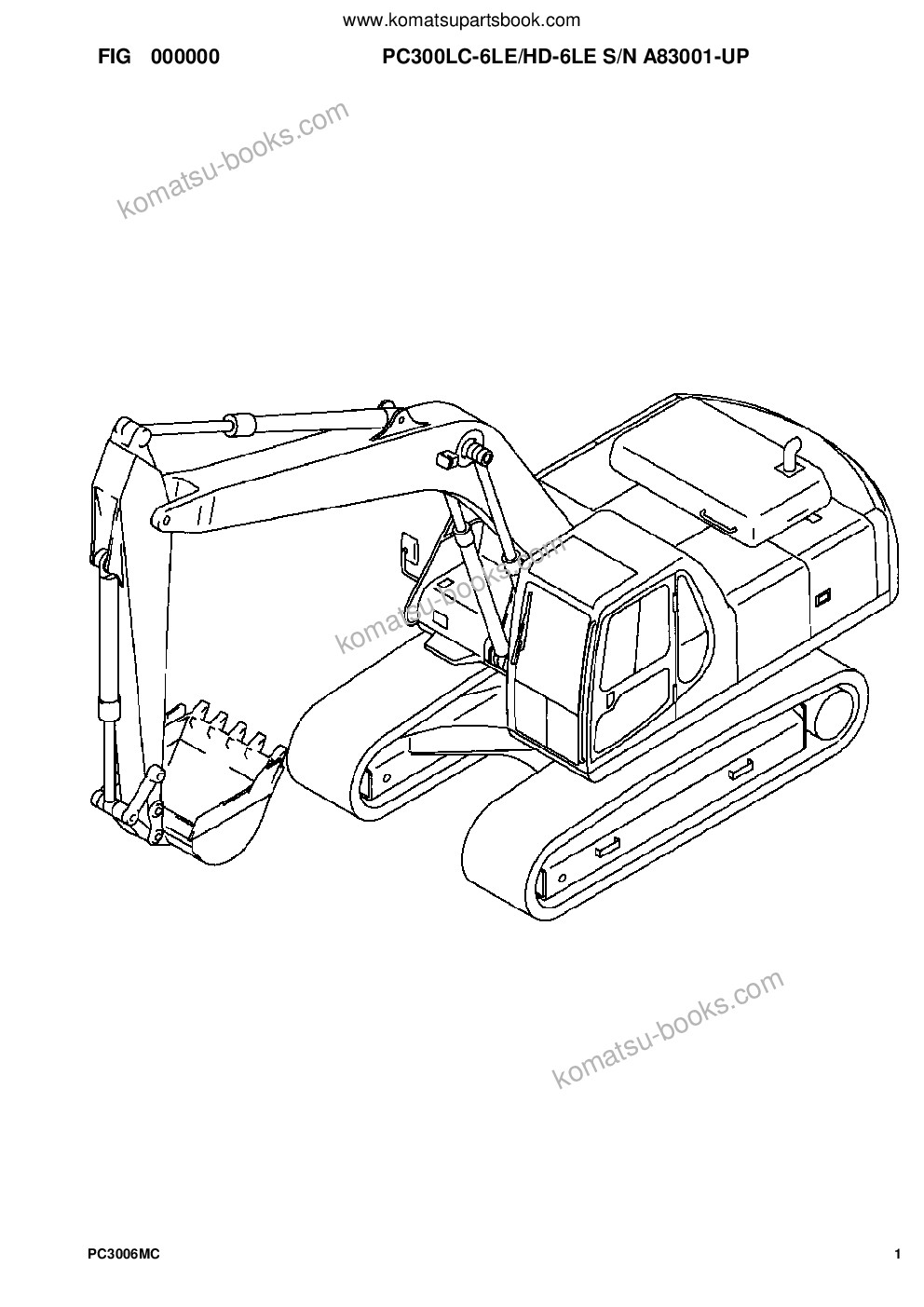 Komatsu pc300lc-6le/hd-6le s/n a83001-up Parts catalog cover Komatsu pc300lc-6le/hd-6le s/n a83001-up Parts catalog cover