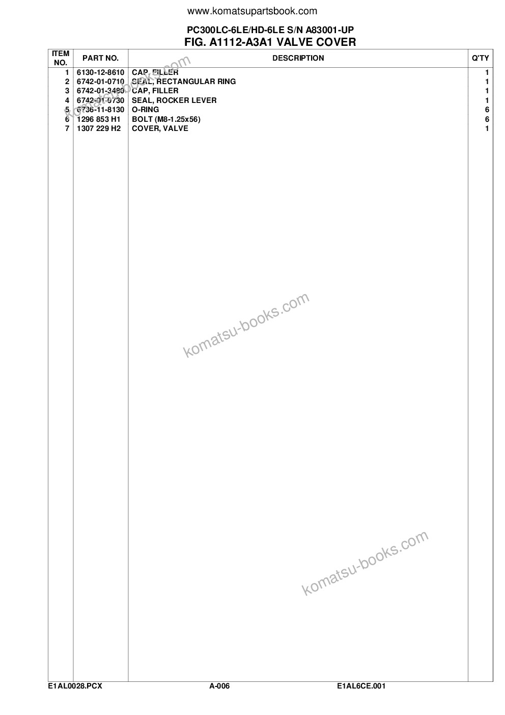 Komatsu pc300lc-6le/hd-6le s/n a83001-up Parts catalog cover Page 9 Komatsu pc300lc-6le/hd-6le s/n a83001-up Parts catalog cover Page 9