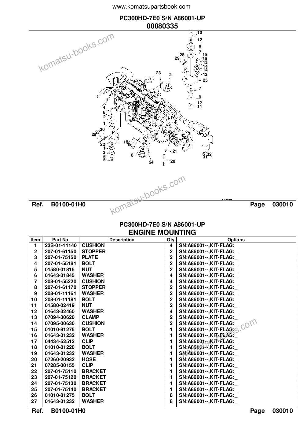 Komatsu pc300hd-7e0 s/n a86001-up Parts catalog cover Page 3